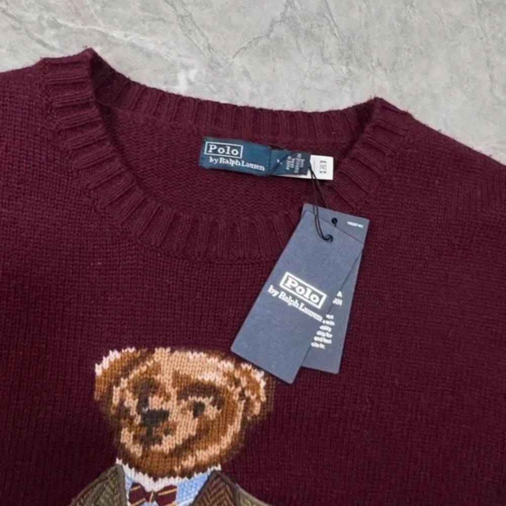 Polo Ralph Lauren Burgundy Sweater with Bear Motif - Picture 5 of 6